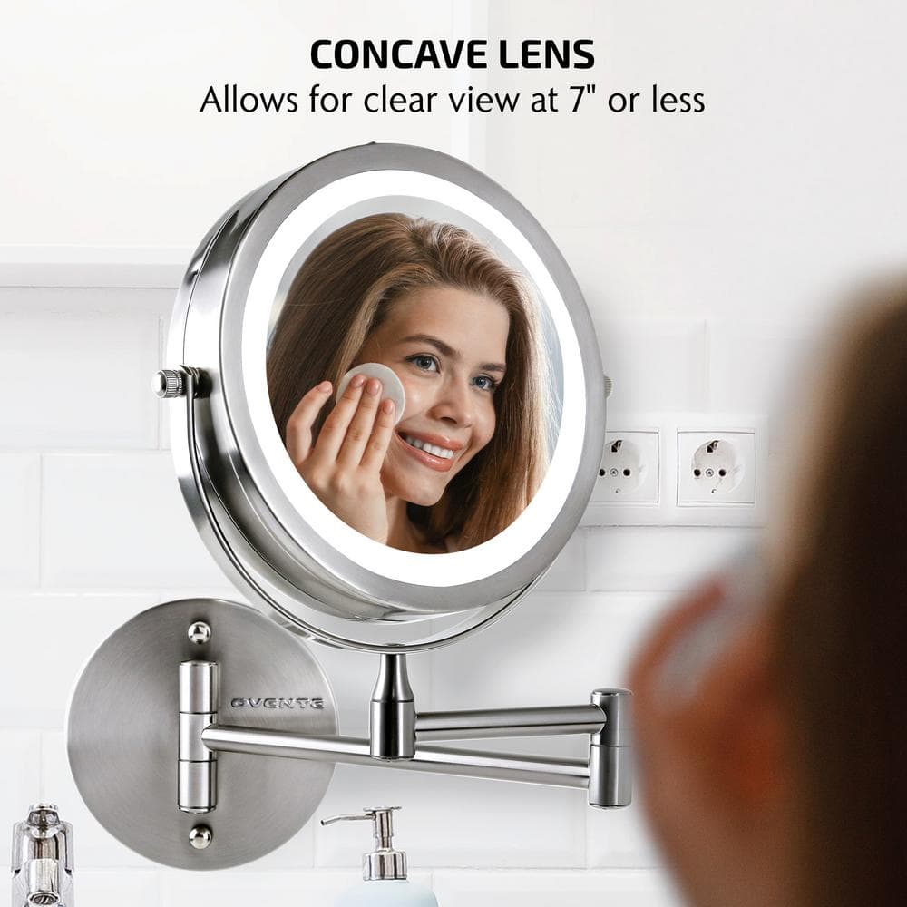 Nickel Brushed 11.6" Wall Mounted LED Magnifying Mirror