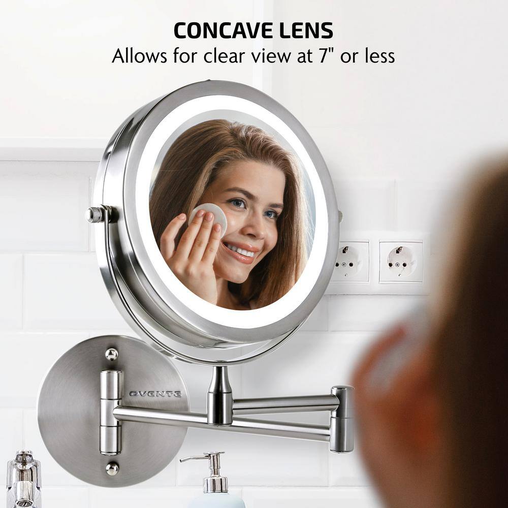 Nickel Brushed LED Wall Mounted Magnifying Makeup Mirror