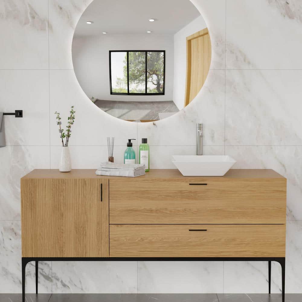 16'' White Ceramic Square Bathroom Vessel Sink