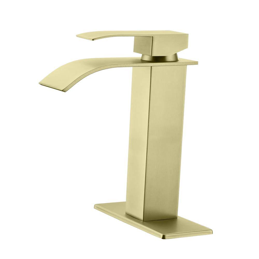 Waterfall Spout Bathroom Faucet, Single Handle Bathroom Vanity Sink Faucet Brushed Gold price history on PriceWatchPro