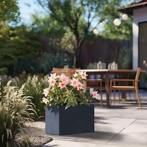 Modern 12in. High Large Tall Elongated Square Granite Gray Outdoor Cement Planter Plant Pots