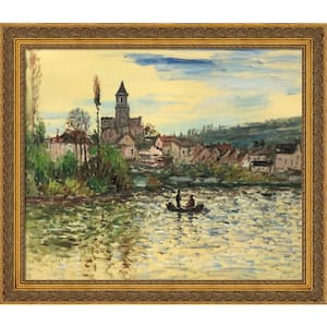 The Seine at Vetheuil with Baroque Antique Gold Frame by Claude Monet Framed Wall Art 24 in. x 28 in.