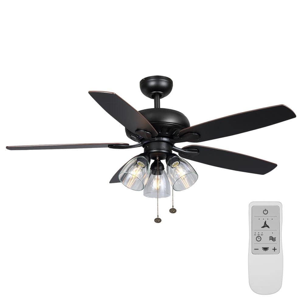 Hampton Bay Rockport 52 in. Matte Black WiFi Enabled Smart Ceiling Fan with Remote Control