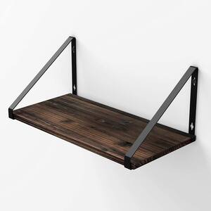Smt 8 in. D x 15.7 in. W x 6.5 in. H Natural Wooden Wall-Mounted Floating-Shelf with Metal Bracket