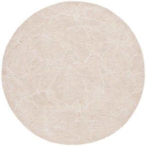 Ebony Gold/Ivory 6 ft. x 6 ft. Floral Round Area Rug