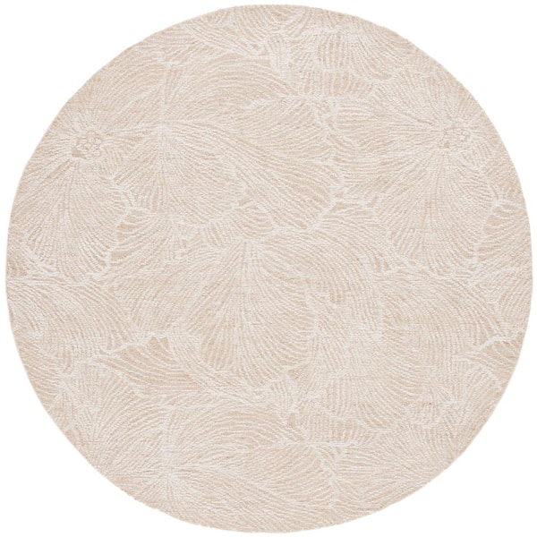SAFAVIEH Ebony Gold/Ivory 6 ft. x 6 ft. Floral Round Area Rug