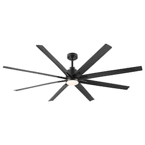 72 in. LED Indoor/Outdoor Large Black Modern Style Ceiling Fan with Remote Control and 6 Gear Wind Speed