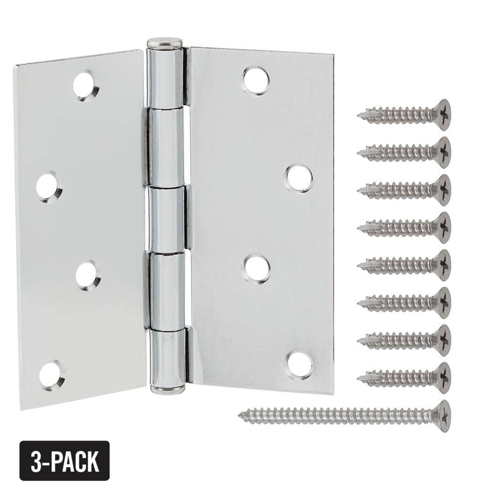 3-Pack 4 in. Square Radius Chrome Squeak-Free Butt Door Hinge price history on PriceWatchPro