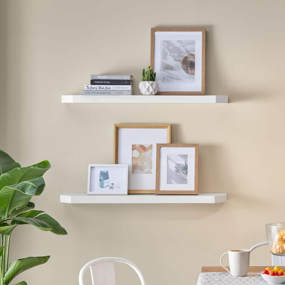 StyleWell 36 In. W X 7 In. D White Decorative Wall Shelf With Ledge ...