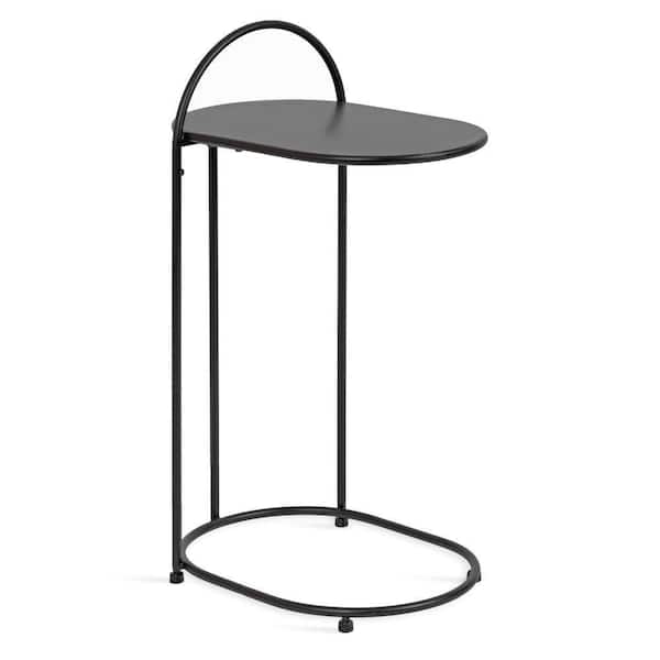 Kate and Laurel Caplan 20 in. Black Capsule Solid Wood C Shaped End Table