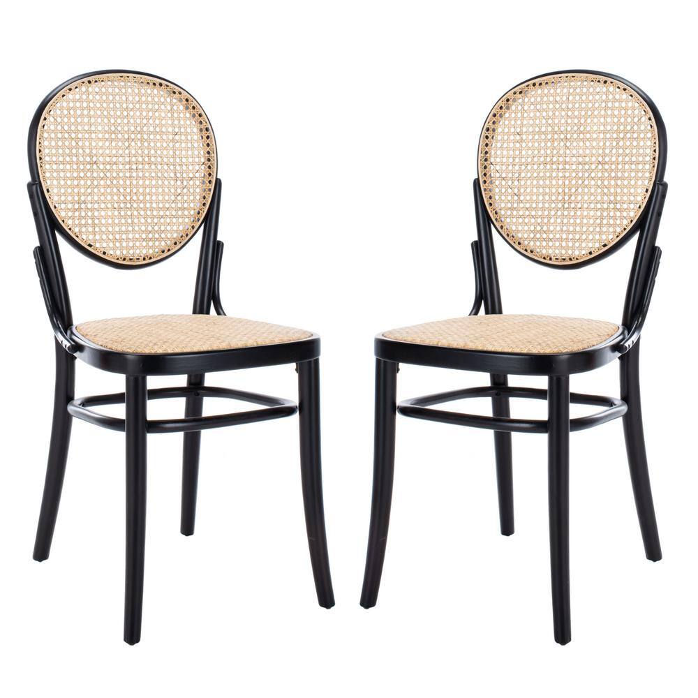 Sonia Black and Natural Cane Wood Side Chair Set