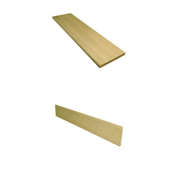 1 in. x 11.5 in. x 48 in. Unfinished White Oak Tread and .75 in. x 7.5 in. x 48 in. Riser Combo