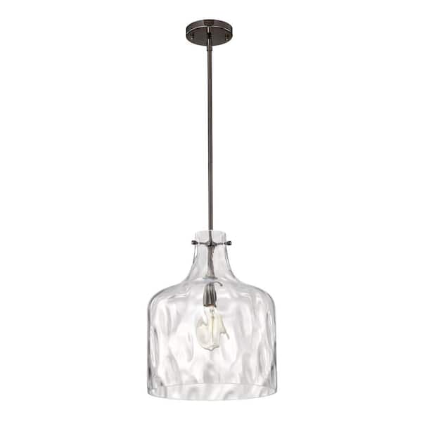 Warehouse of Tiffany Daelan 12 in. 1-Light Indoor Pear Black Finish Pendant Light