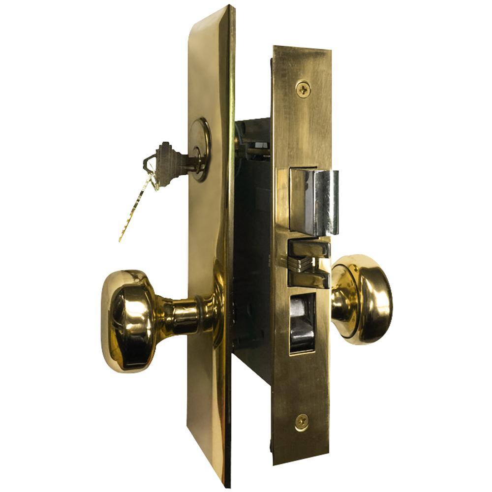 Premier Lock Brass Mortise Entry Left Hand Door Lock Set with 23/4 in
