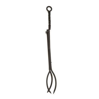 28 in. Tall Black Rope Design Standard Fireplace Tongs
