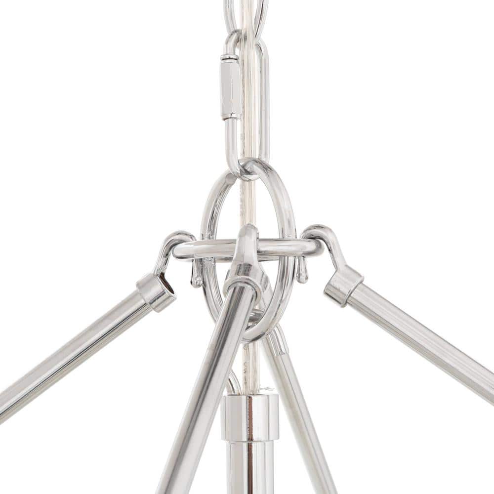Chrome Cage 6-Light Chandelier with Clear Glass Shades