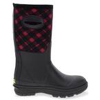 Women's Buffalo Check 10.5" Mid Polarprene Rubber Rain Boot - Black Size 10