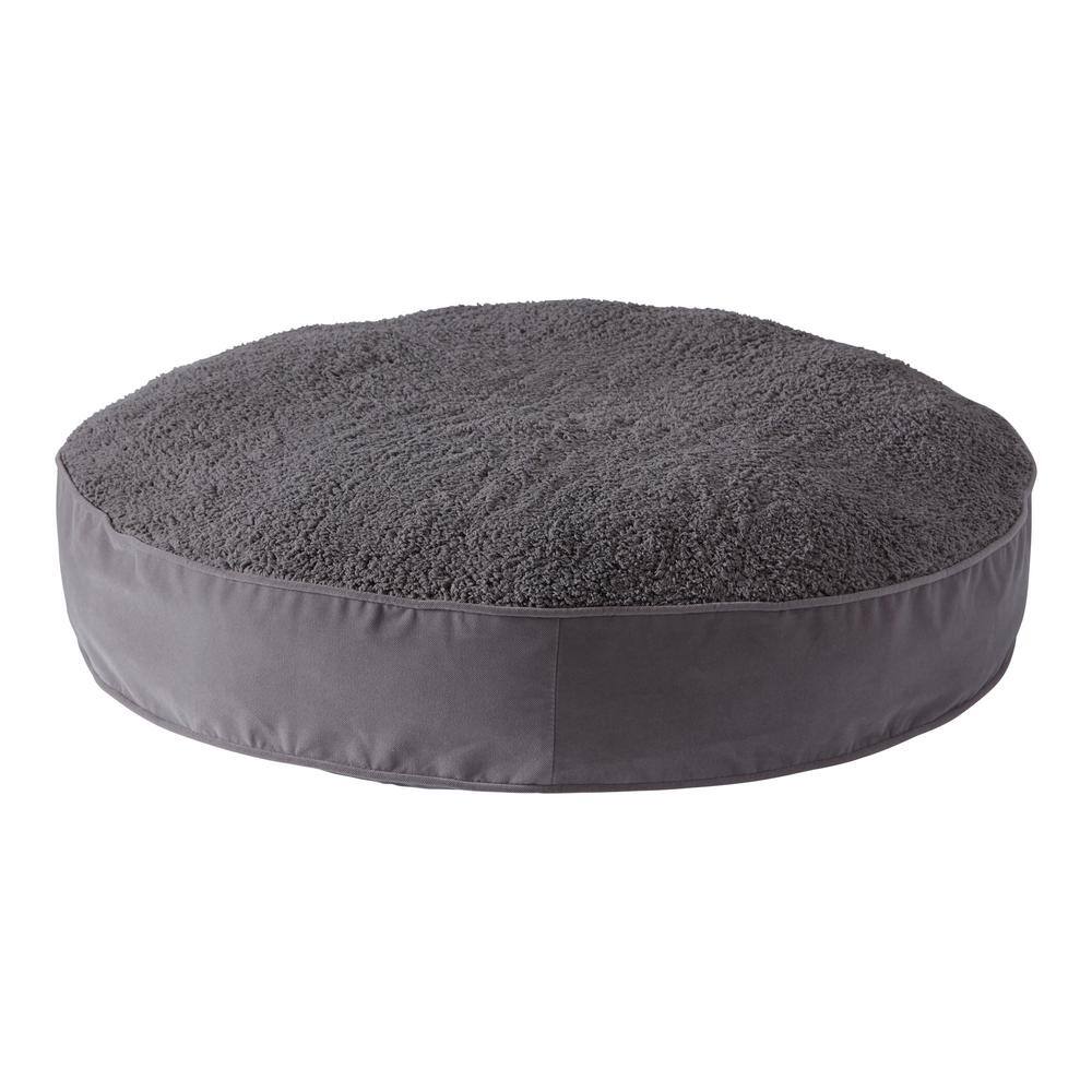 Small Gray Sherpa Round Outdoor Dog Bed