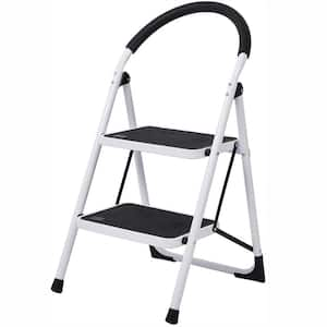 2 Step Ladder Folding Step Stool with Soft Grip Handle and Anti-Slip Wide Pedal, 330 lbs. Capacity