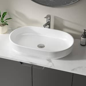 22 in. Ceramic Oval Vessel Bathroom Sink in White