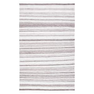 Striped Kilim Brown Ivory Doormat 3 ft. x 5 ft. Striped Area Rug