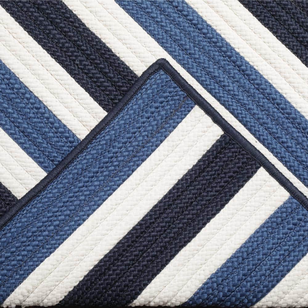 Blue Synthetic Braided Stripe 5' x 8' Reversible Rug