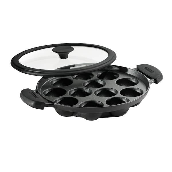 Tramontina Utsava 12 in. Cast Iron Appe Frying Pan in Black with Lid