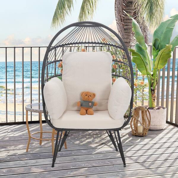 Runesay Egg Chair Wicker Lawn Chair Outdoor Oversized Large