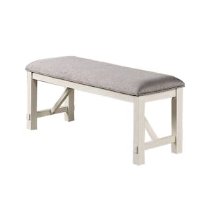 16 in. Gray and White Backless Bedroom Bench with Padded Seat
