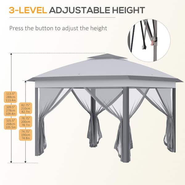 Sudzendf 11 ft. x 12 ft. Grey Pop Up Canopy Tent with