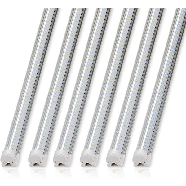 72W 10000 Lumen T8 LED Shop Lights Fixture V Shape Tube Light Daylight White Clear Cover 8 ft. 6 Pack