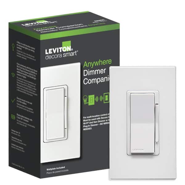 White Decora Smart 0-10 V Smart Slide and Push Dimmer Switch, LED and Incandescent Bulbs, Wi-Fi