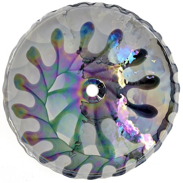 Murano 21 in. x 21 in. Drop-in Bathroom Sink in Pearl White Seashell Decorative Pattern Glass
