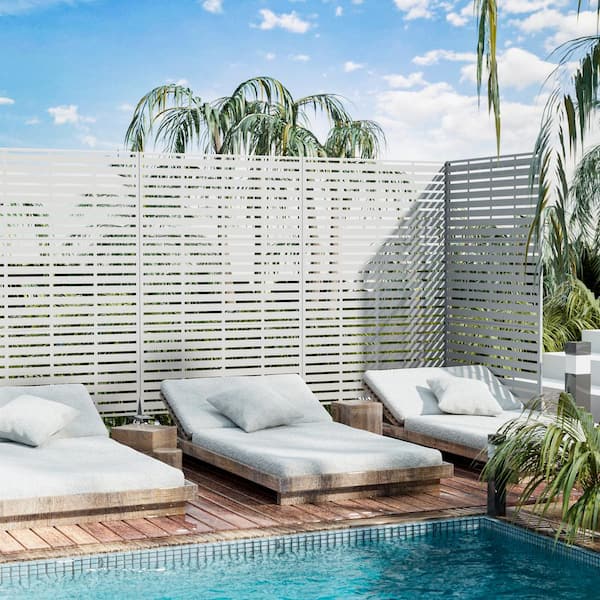 Dovelina Adrian 72 in. Galvanized Steel Garden Fence Outdoor Privacy Screen Garden Screen Panels in White
