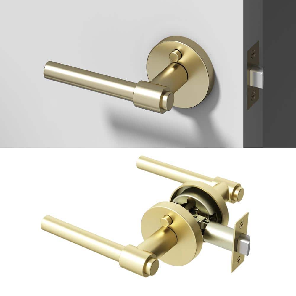 Zen Metal Brushed Champagne Gold Privacy Bed/Bath Round Door Handle with Push Button and Round Rosette price history on PriceWatchPro