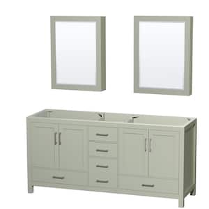Sheffield 70.75 in. W x 21.5 in. D x 34.25 in. H Double Bath Vanity Cabinet without Top in Light Green with MC Mirrors
