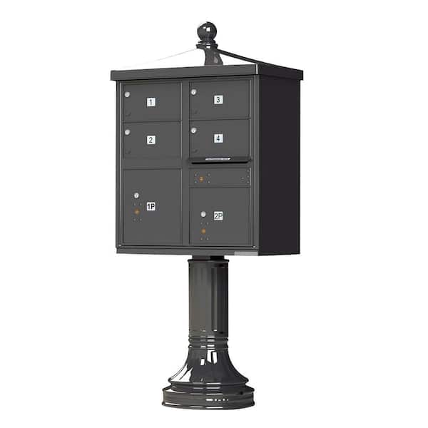 Florence 1570 Series 4-Large Mailboxes, 1-Outgoing, 2-Parcel Lockers, Vital Cluster Mailbox with Vogue Traditional Accessories