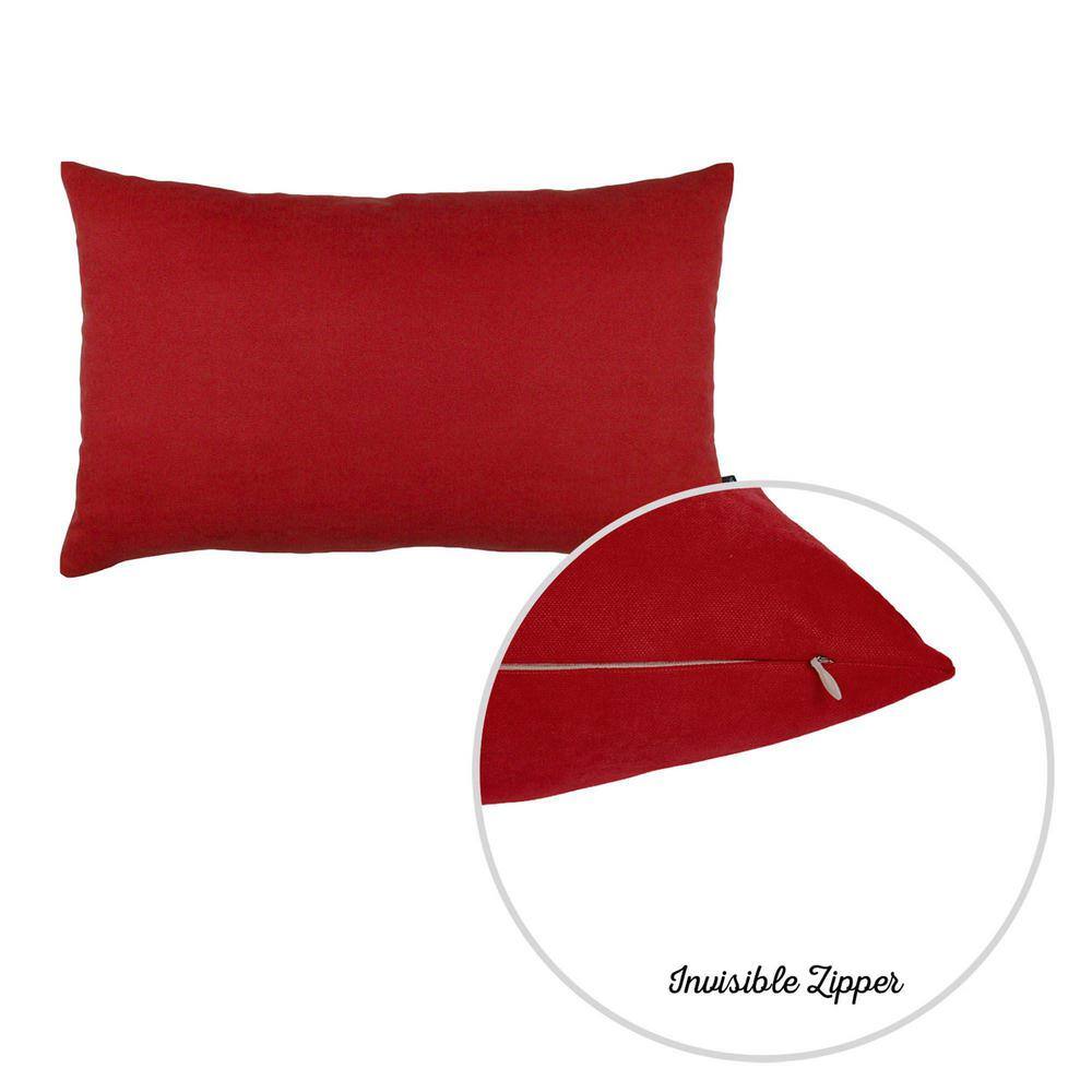 Red Polyester Lumbar Throw Pillow Covers Set of 4
