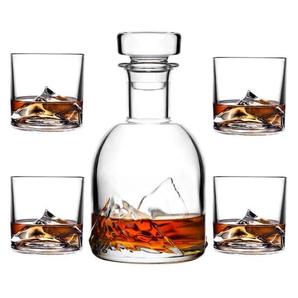 LIITON Mount Everest 33-oz. Crystal Whiskey Decanter Set with Four Glasses  L10300 - The Home Depot