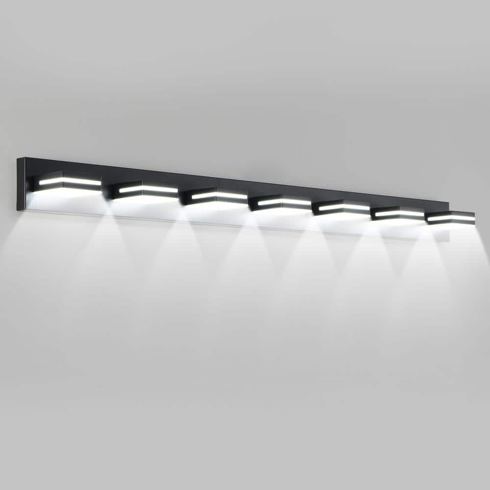 Modern 55.1 in. 7-Light LED Vanity Light, Black