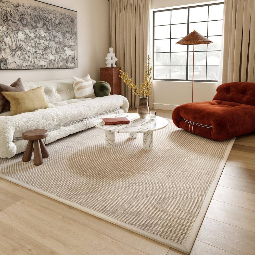 RUGS USA Patricia Jute Wool Ivory 2 ft. x 10 ft. Indoor/Outdoor Patio ...