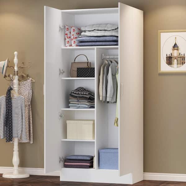 Clothes Closet Storage Cabinet With Metal Handles for Small Living –  FUFUGAGA