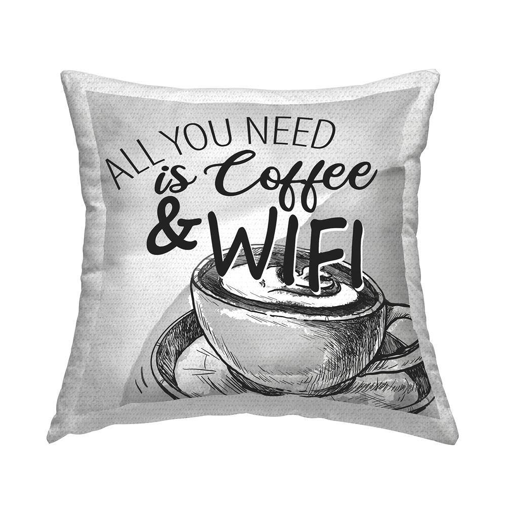 Coffee and Wifi Grey Phrase Grey Square Outdoor Throw Pillow price history on PriceWatchPro