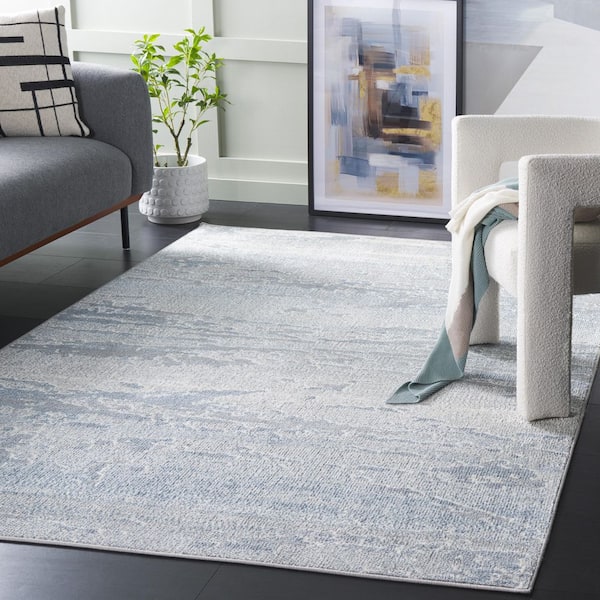 Blair Blue/Gray 5 ft. x 8 ft. Machine Washable Abstract Modern Area Rug