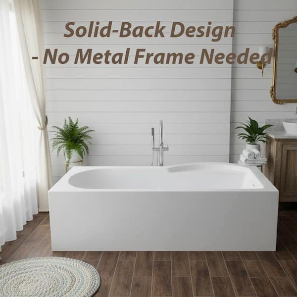 YULIKA 66 in. Acrylic Soaking Bathtub with Shower Door, Left Drain