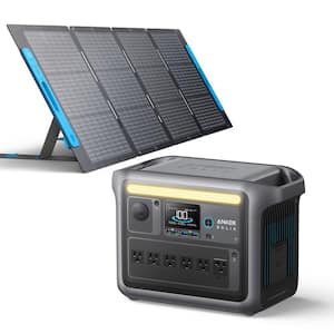 1800W Output/2400W Peak SOLIX C1000X Push Button Start Solar Generator w/ 200W Solar Panels for Home Backup, Camping, RV