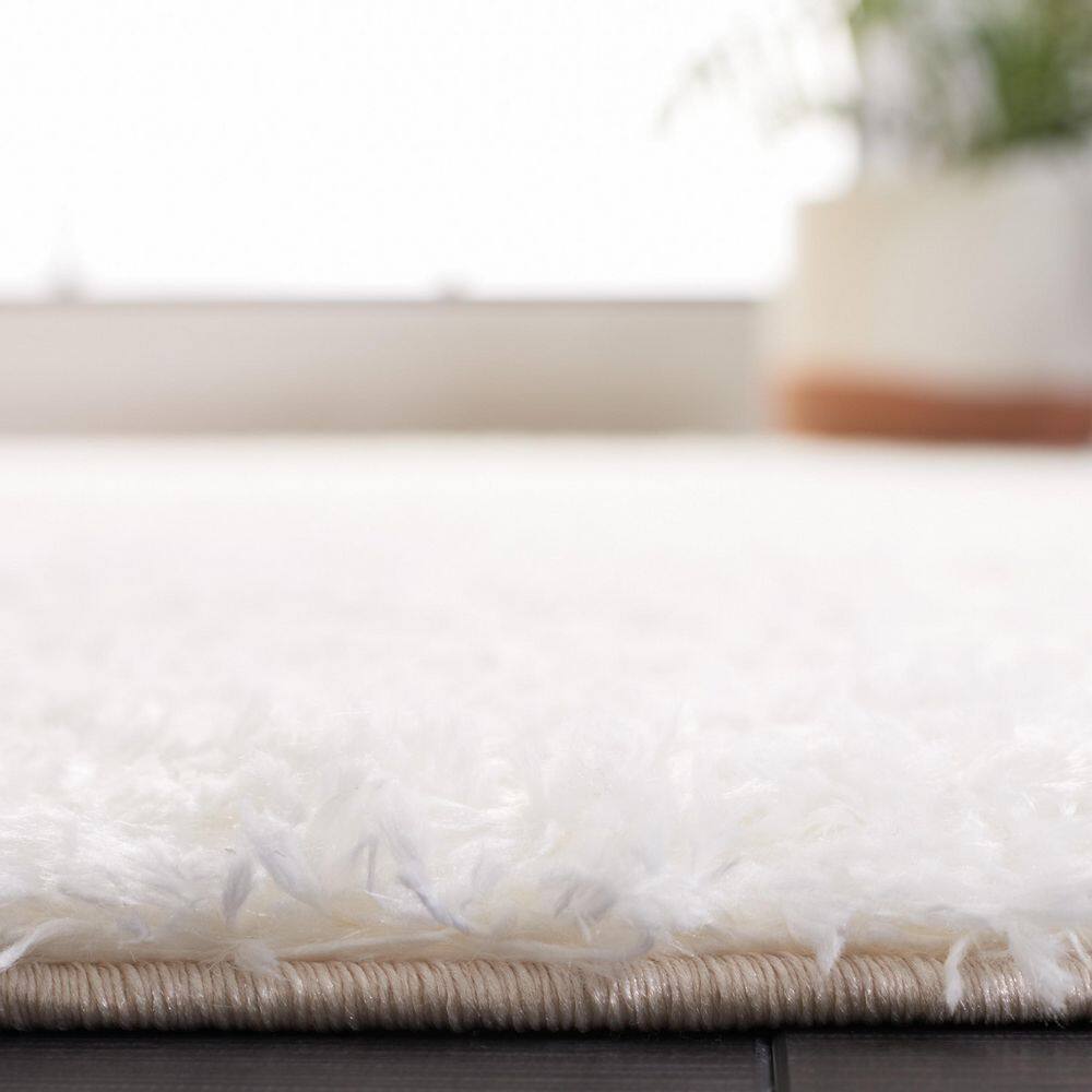 August 3' x 5' White Synthetic Shag Area Rug