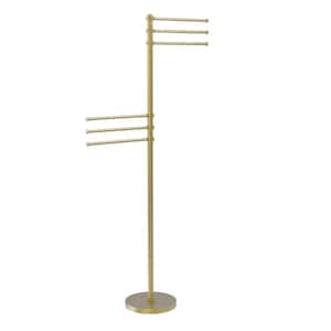 Towel Stand with 6-Pivoting 12 in. Arms in Satin Brass