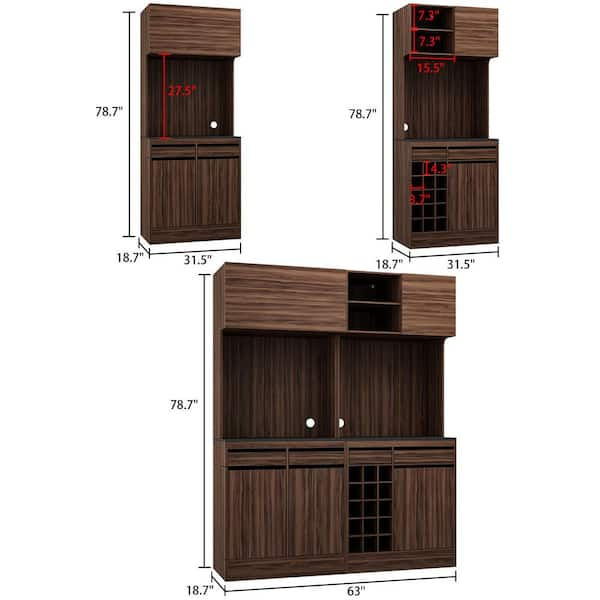 FUFU&GAGA White Painted Wood 31.5 in. W Food Pantry Cabinet With Double  Doors, Pull-out Wine Rack, Drawers, Anti-dumping device KF020317-01-c - The  Home Depot