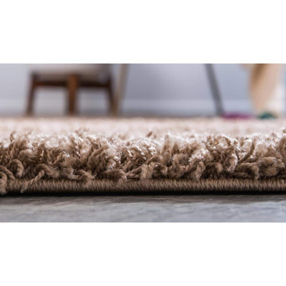 Luxurious 8' x 10' Blue Solid Shag Synthetic Area Rug